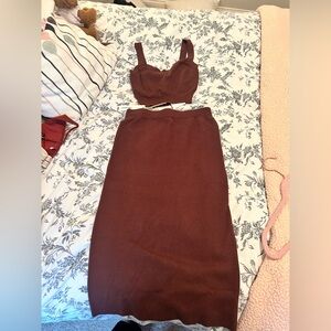 Crescent Two-Piece Knit Set (Tank Top & Skirt)